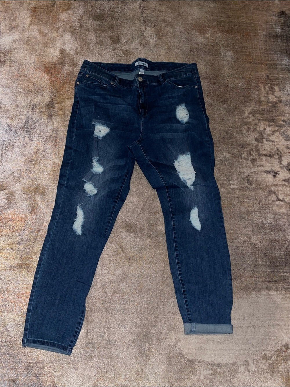 refuge Dark Blue Distressed Boyfriend Jeans Plus Size 20